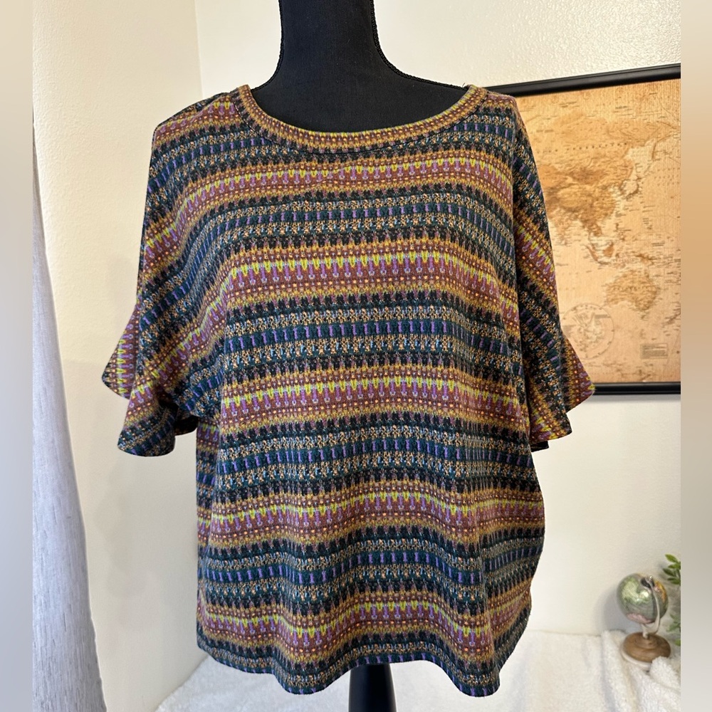 Bobeau ruffle sleeve blouse
